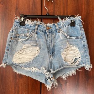 Forever 21 light wash distressed shorts